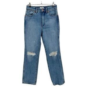 Wrangler Wild West Patty High Rise Distressed Cropped Straight Jeans Size 26